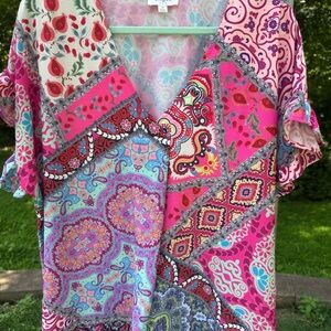 Umgee Multicolor Patchwork Blouse